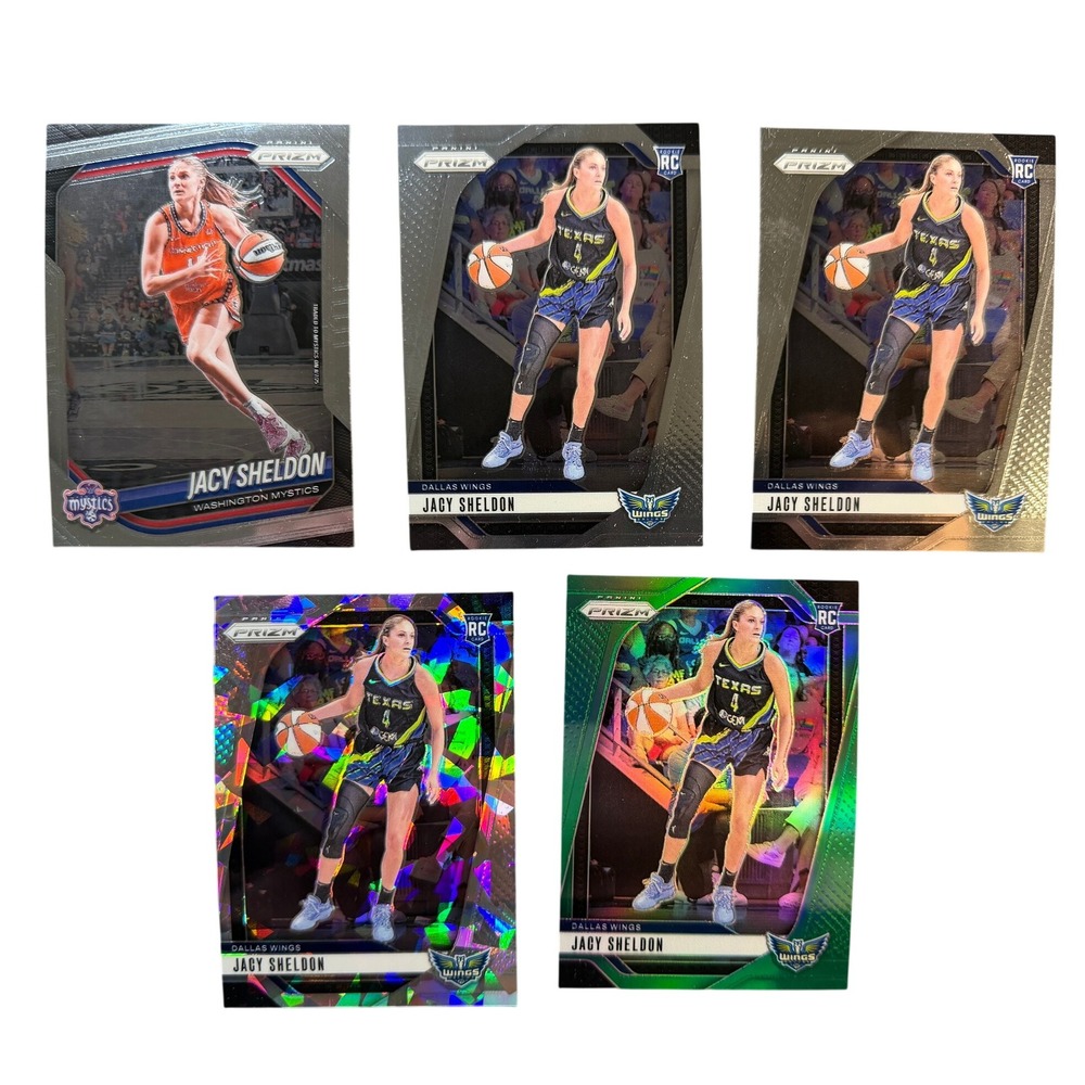 2024 Panini Prizm WNBA Jacy Sheldon RC 5 Card Lot Green Cracked Ice